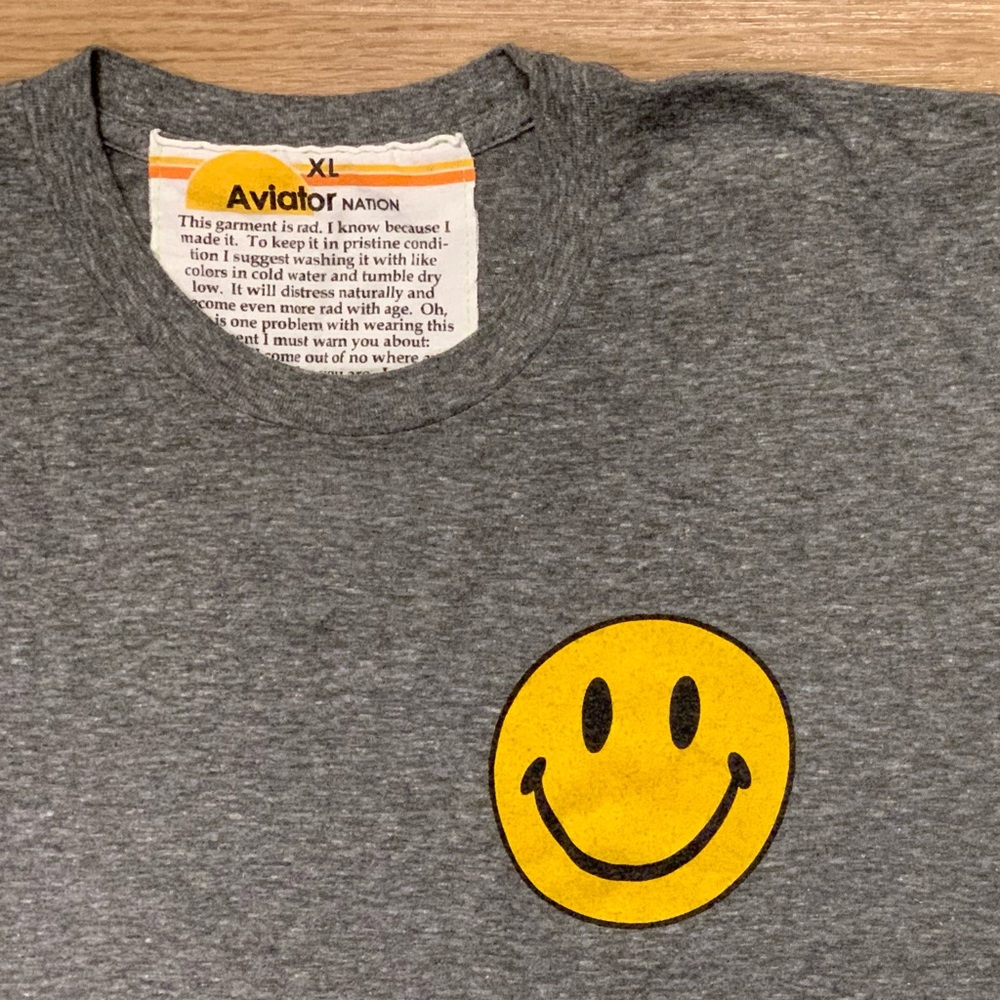 Aviator Nation SMILEY 2 BOYFRIEND HEATHER Gray Short Sleeve Tee Size XL - Picture 6 of 12